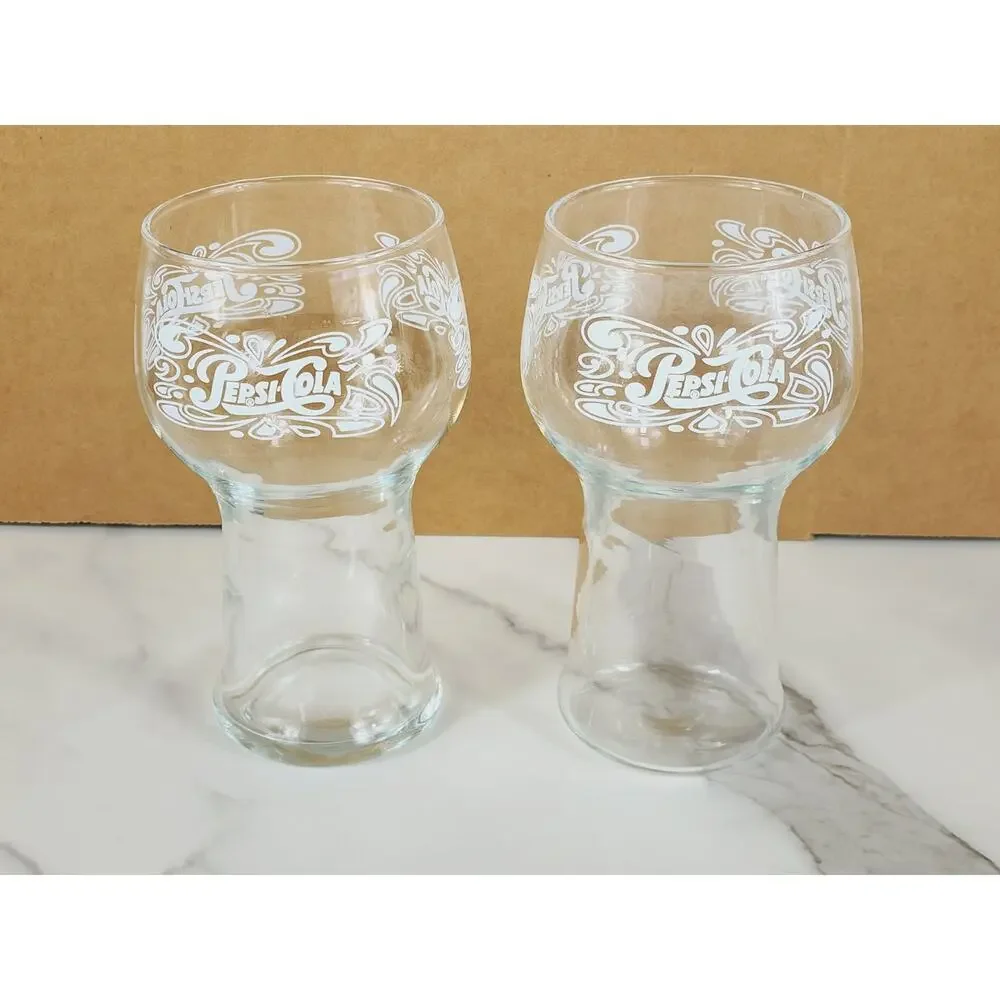 Pepsi Cola Fountain Style Glass 16oz Drinking Retro 70's Soda Glasses 6